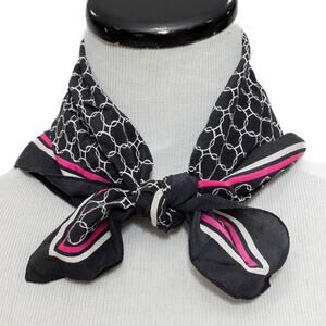 Casual Corner Navy Blue Square Silk Scarf 19"